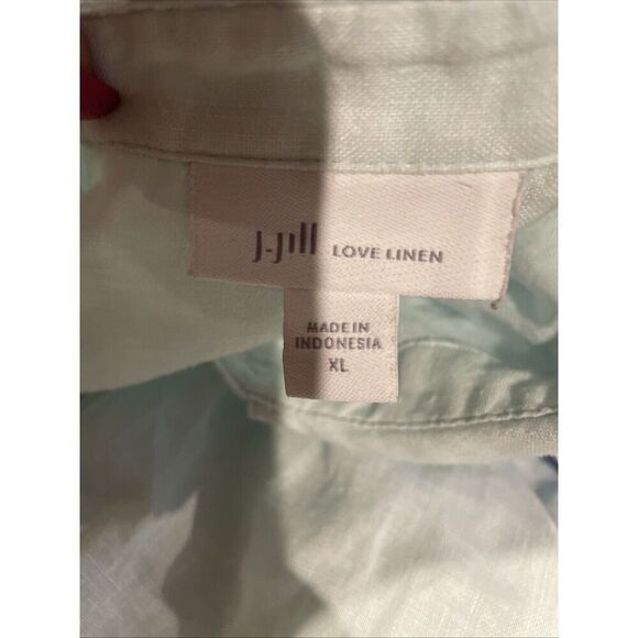 J.Jill Love Linen Tab Sleeve Button Top A- Line Women’s XL Seafoam Green Flaw - Picture 6 of 9